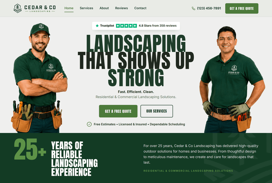 Cedar & Co Landscaping website preview